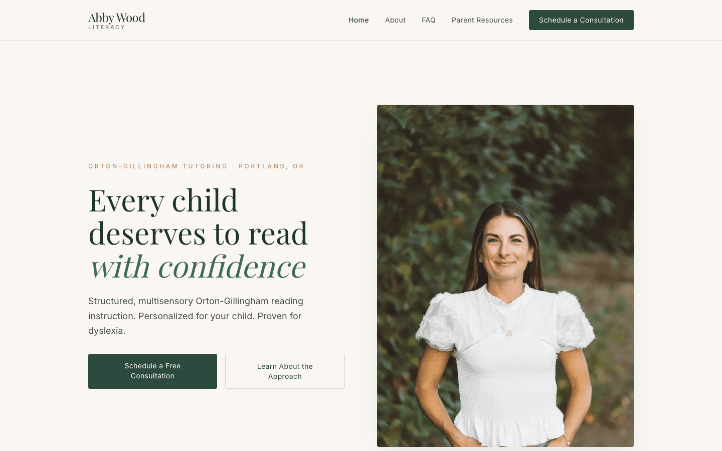 Abby Wood Literacy website preview